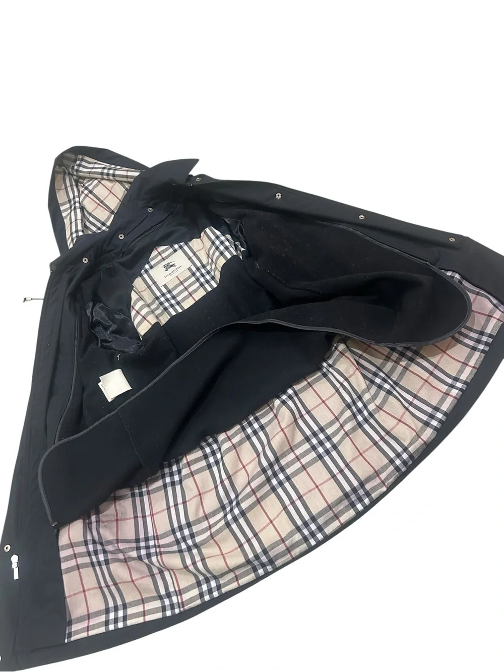Burberry Black Hooded Trench rain jacket Coat Signature nova Check liner medium - Picture 9 of 15